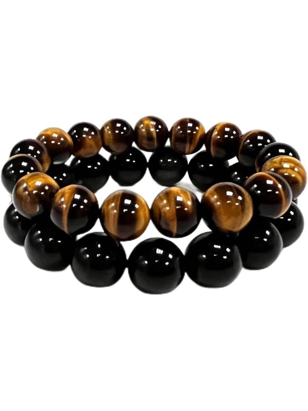 Natural Obsidian & Tiger's Eye Bracelet | 8/10/12/13mm Gemstone Jewelry